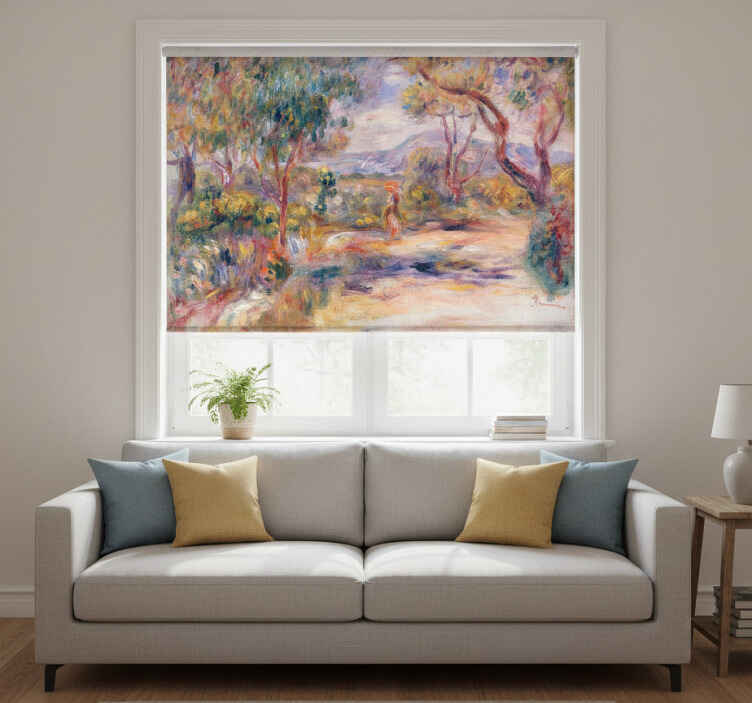 Living room blind village landscape in france - TenStickers