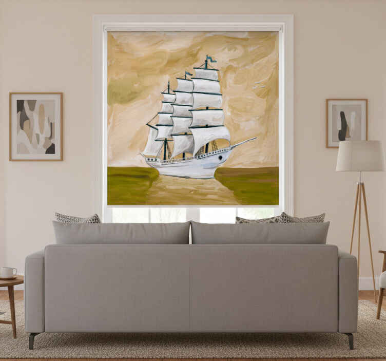 Living room blind contemporary painting ghost ship - TenStickers
