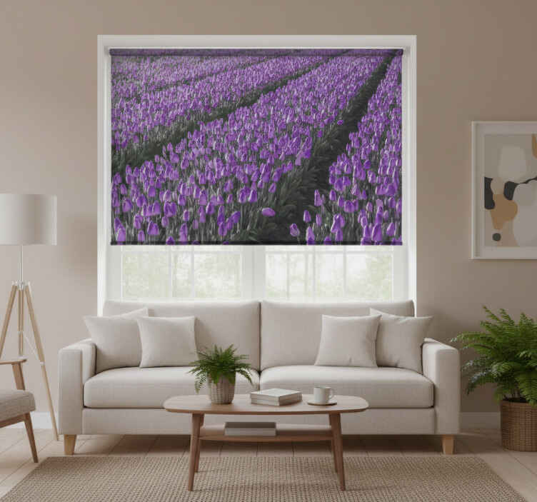 Living room blind tulip line field design - TenStickers