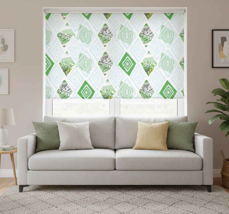Roleta do obývačky abstraktné geometrické jarné kvety - Tenstickers