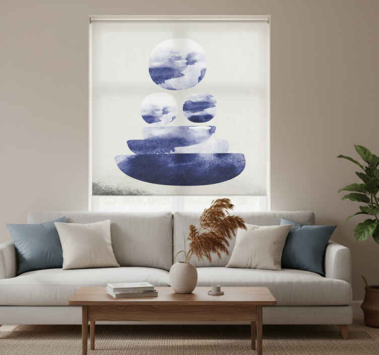 Living room roller blind in blue shape - TenStickers