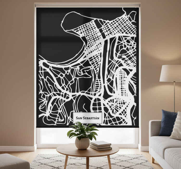 Persiana enrollable salón mapa topográfico san sebastián - TenVinilo