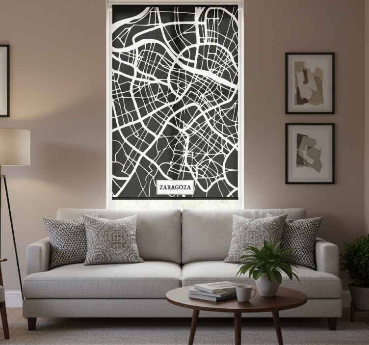 Persiana enrollable salón mapa topográfico zaragoza - TenVinilo