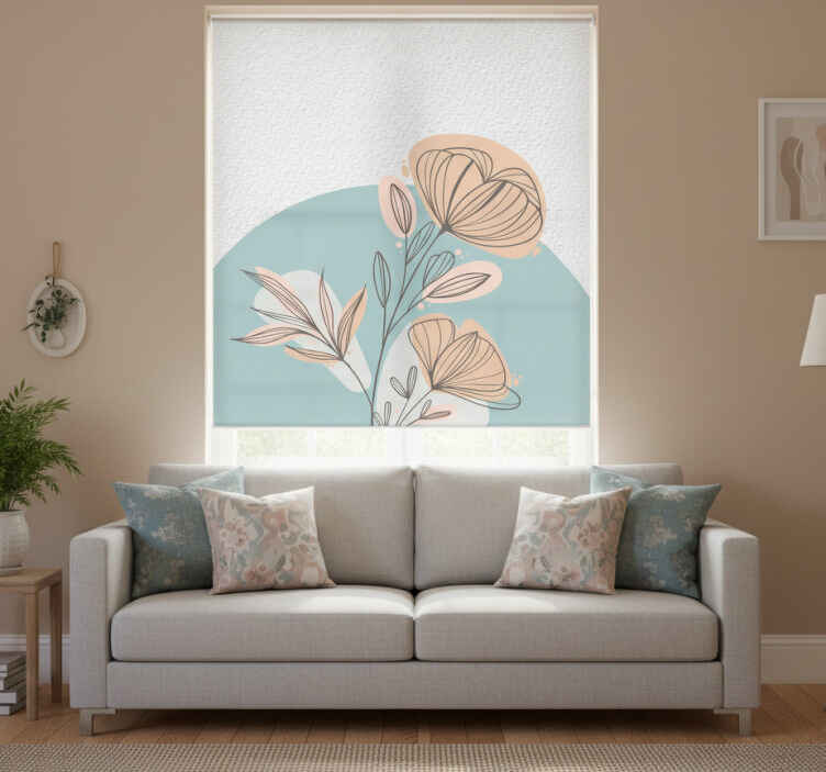 Persiana enrollable salón pintura floral - TenVinilo