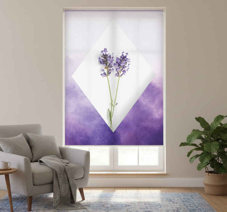 Persiana enrollable salón lavanda acuarela collage - TenVinilo