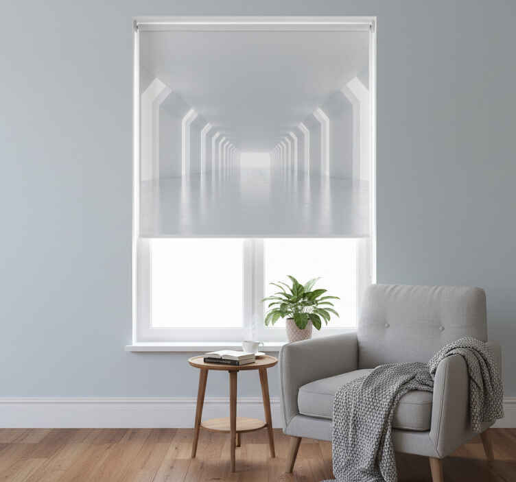 White roller blind futuristic corridor view - TenStickers