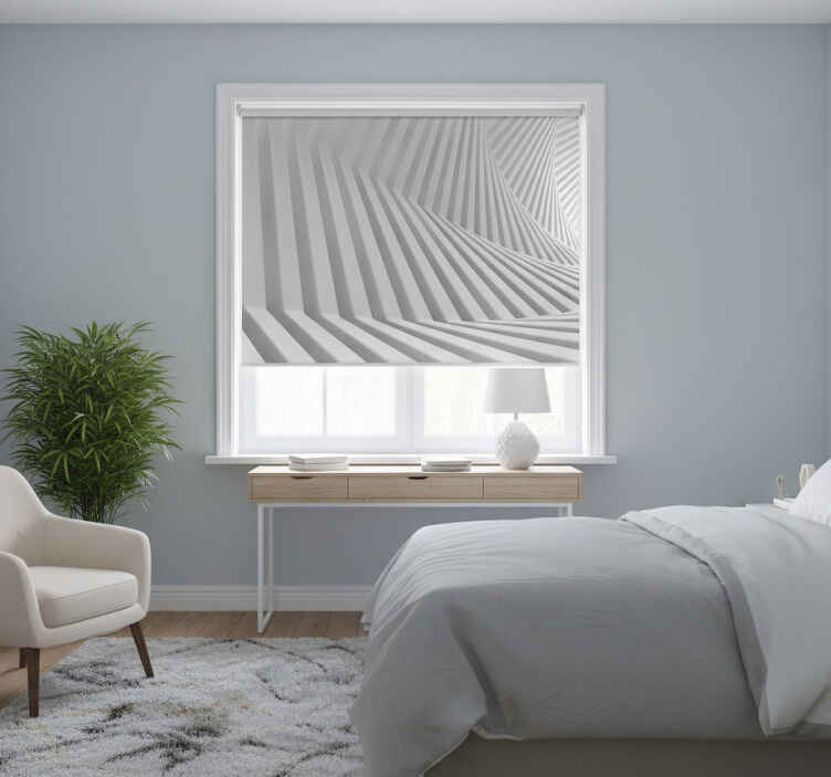 White roller blind with abstract geometric waves - TenStickers