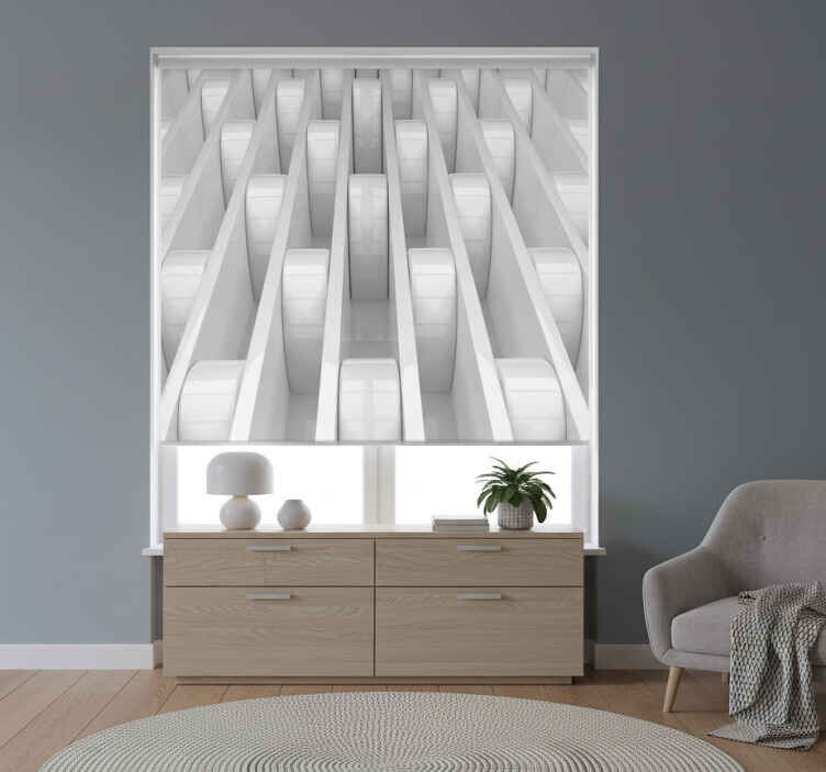White blind with 3d geometric shapes design - TenStickers