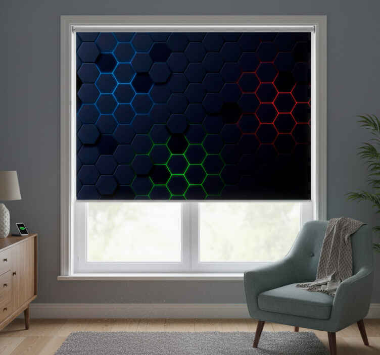 Rolgordijn zwart met donker hexagonaal 3d-effect - TenStickers