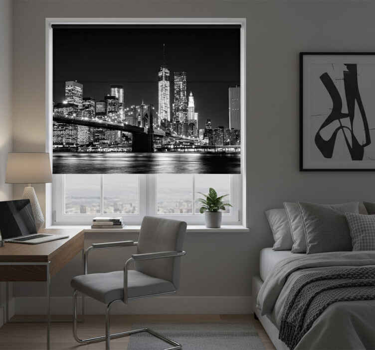 Store enrouleur noir fotomural new york est - TenStickers
