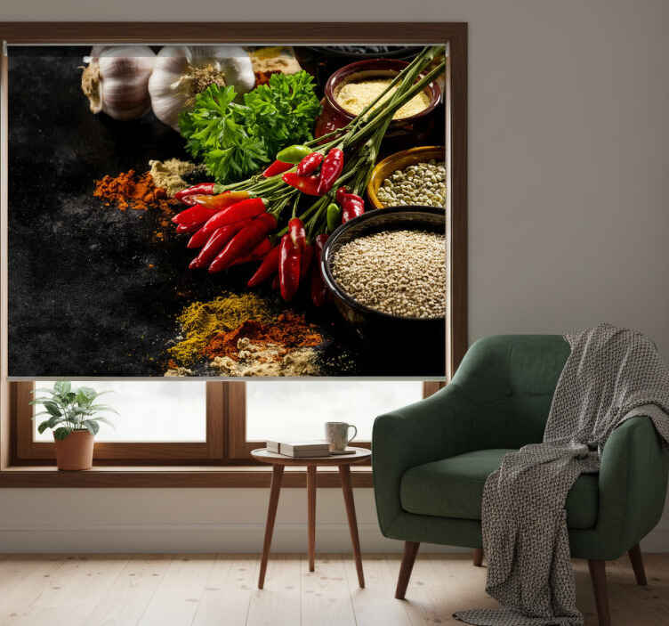 Store enrouleur noir cuisine aux épices - TenStickers