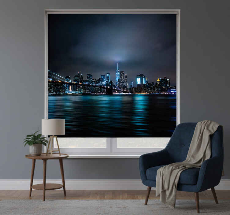 Black blind urban night view - TenStickers