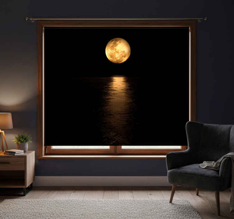 Store enrouleur noir lueur dorée de lune - TenStickers