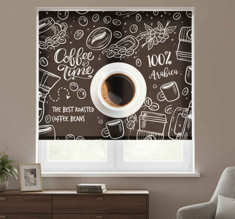 Rolgordijn zwart koffie tijd afbeeldingen - TenStickers