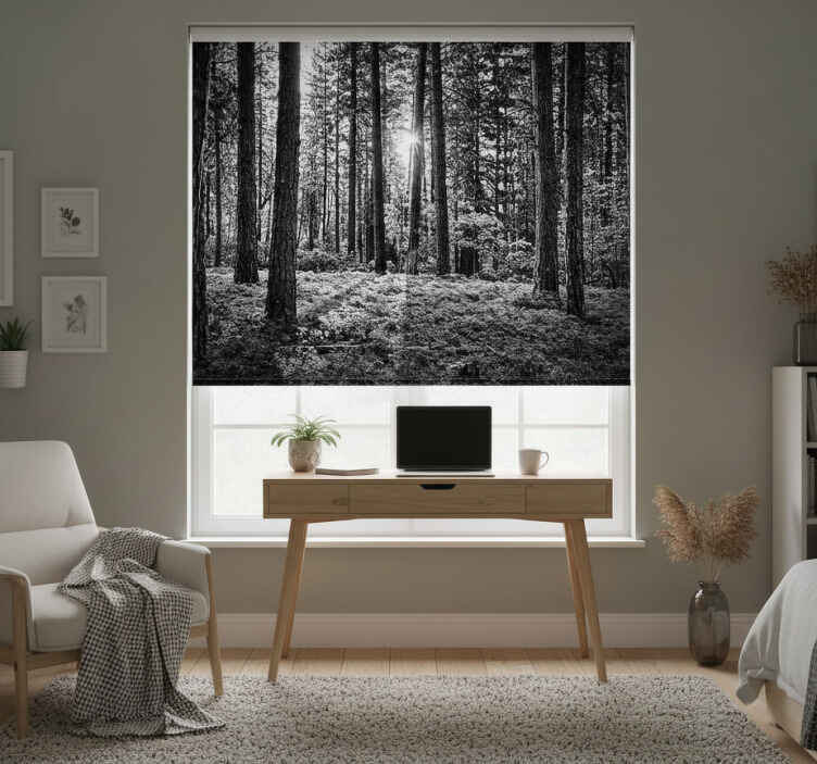 Black blind monochrome forest design - TenStickers