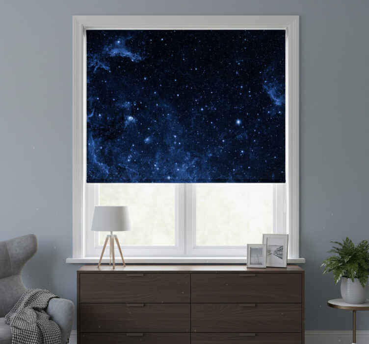 Store enrouleur noir murale galaxie avec constellations - TenStickers