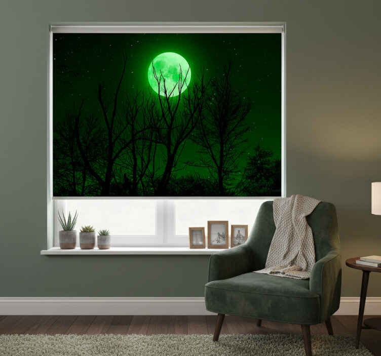 Rolgordijn zwart green moon - TenStickers
