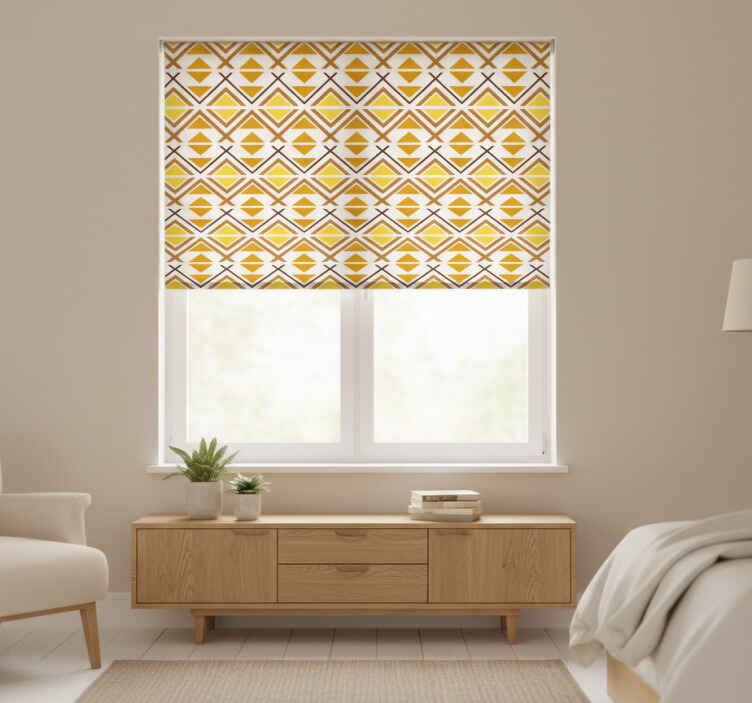 Sarı stor perde - geometrik grafik tasarım - TenStickers