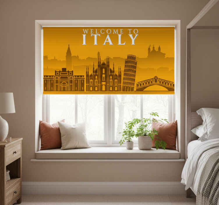Sarı stor perde skyline italyan - TenStickers