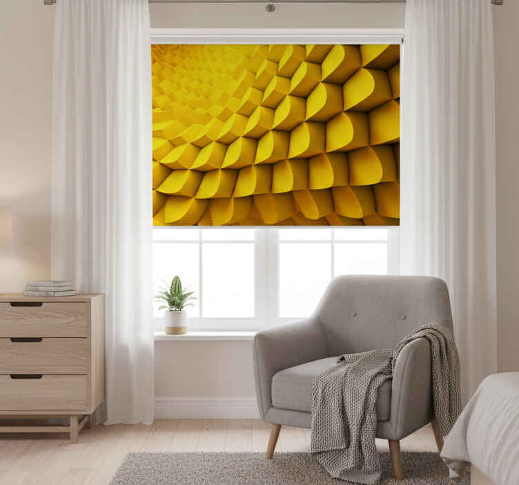 Sarı stor perde - futuristik geometrik desen - TenStickers