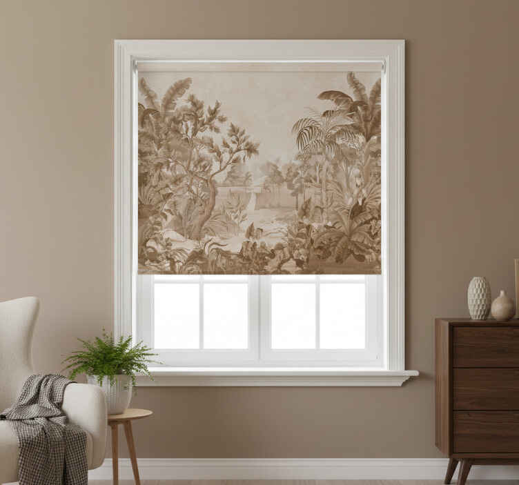 Persiana enrollable beige vistas de una selva tropical - TenVinilo