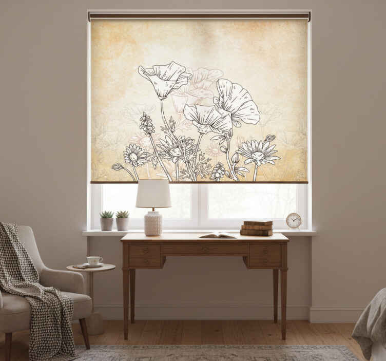 Beige rullaverho vintage niitty - Tenstickers