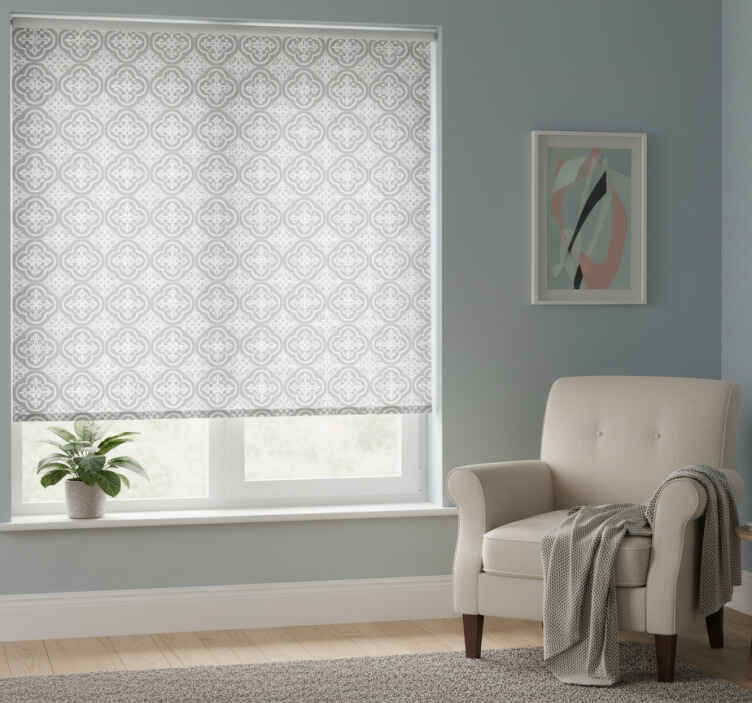 Gray roller blind with grey hydraulic tiles design - TenStickers