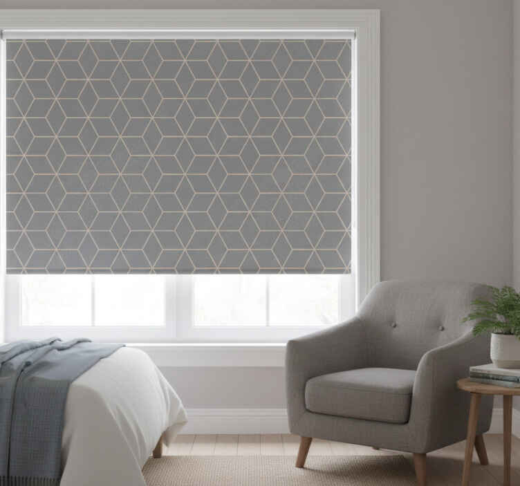 Gray roller blind geometric grey hexagon pattern - TenStickers