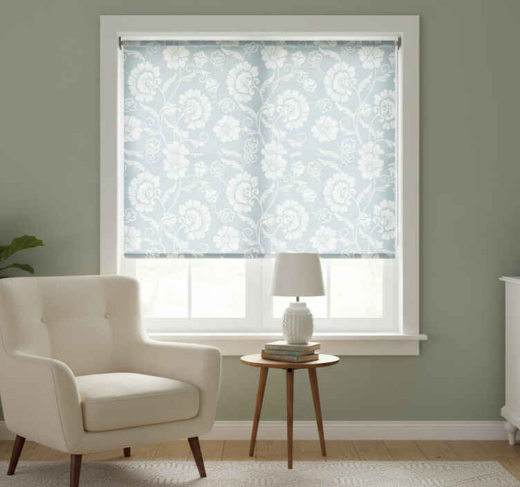 Store enrouleur gris motif floral élégant - TenStickers