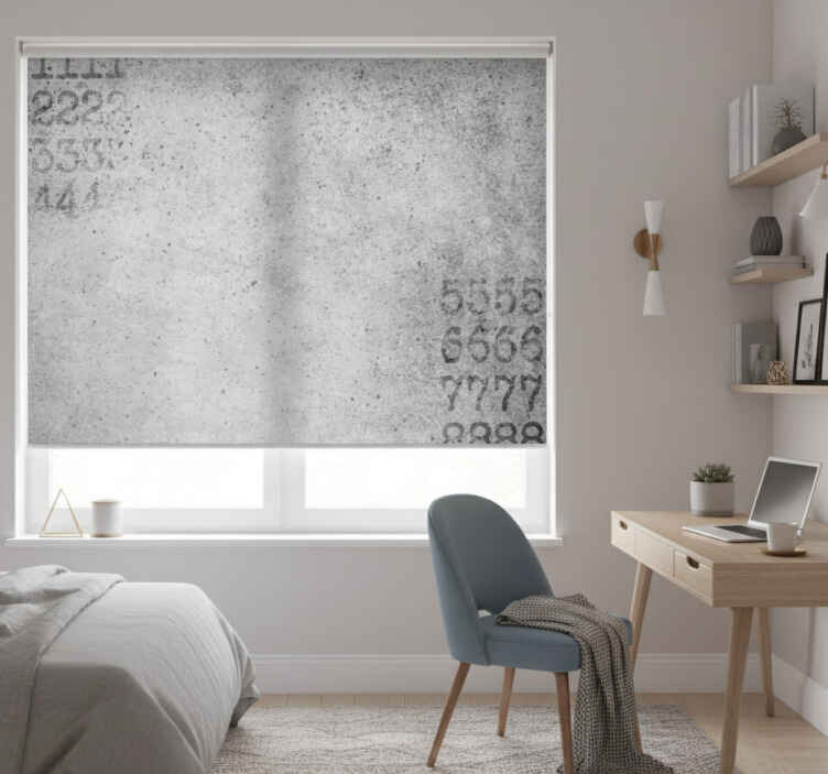 Gray roller blind with numerical stone texture - TenStickers