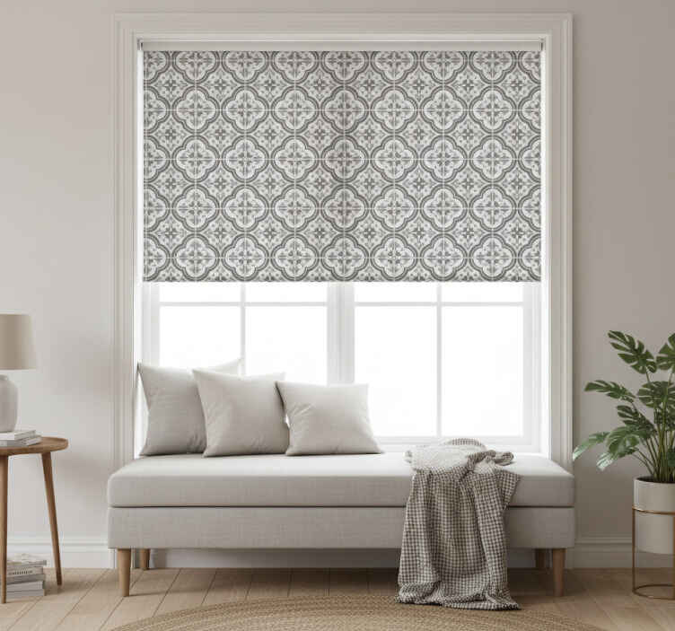 Gray roller blind classic grey floral pattern - TenStickers