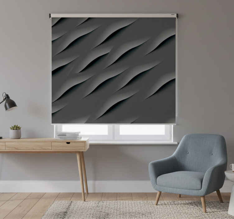 Gray roller blind abstract grey wave design - TenStickers