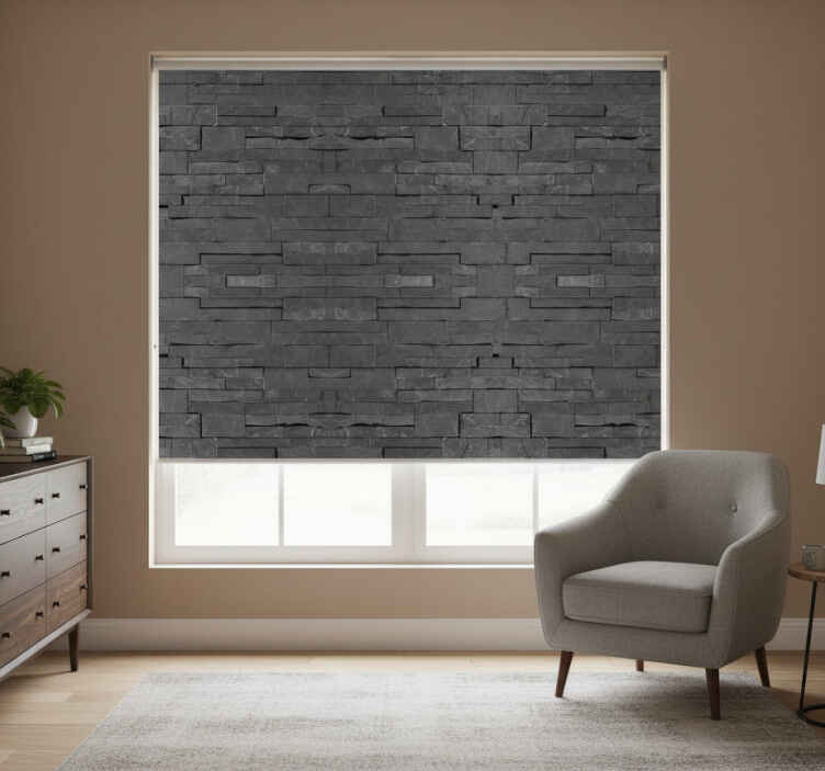 Gray roller blind with black brick pattern - TenStickers