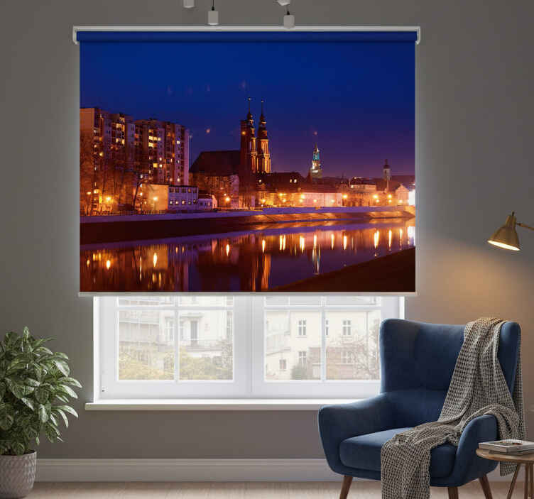 Blue roller blind opole after sunset - TenStickers