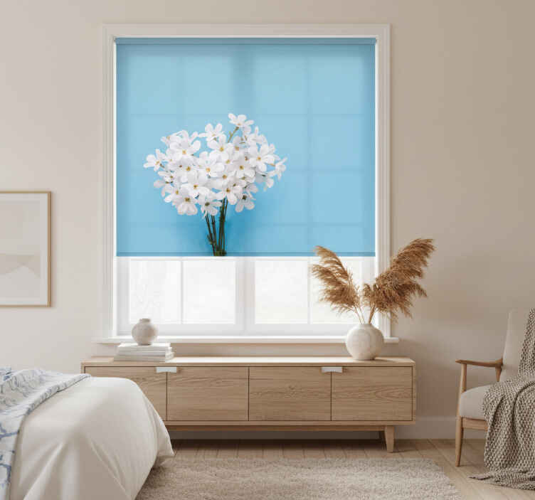Blue roller blind with jazmin blue background - TenStickers