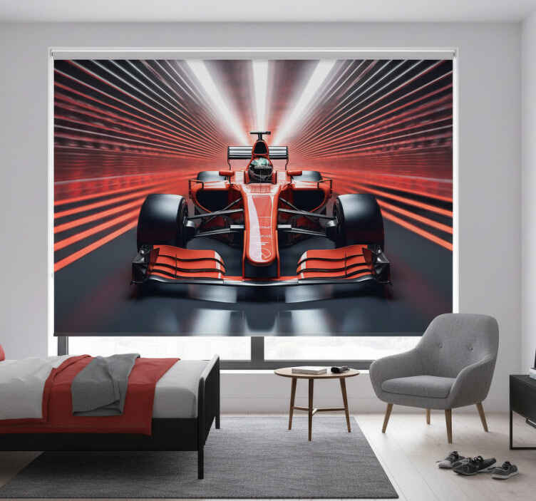 Red roller blind red formula one - TenStickers
