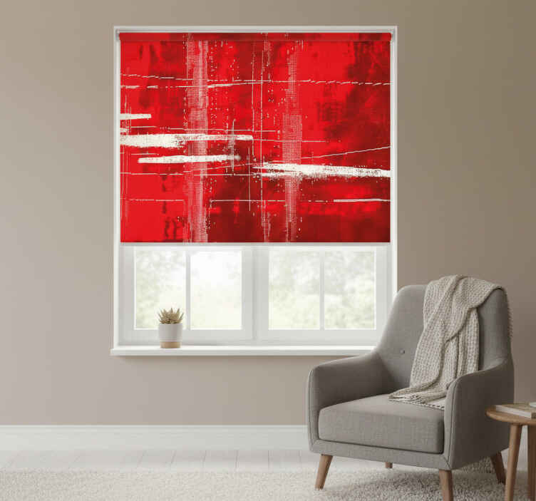 Red roller blind with contemporary lines pattern - TenStickers
