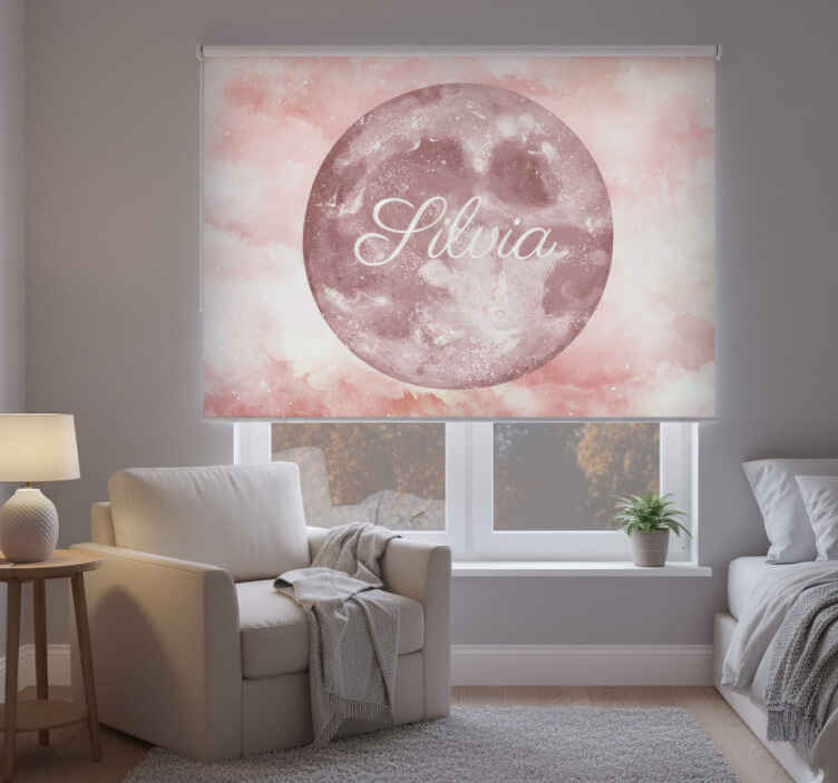 Pink roller blind moonlit dreams - TenStickers