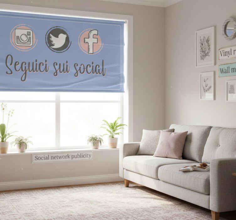 Purple roller blind for social media promotion - TenStickers
