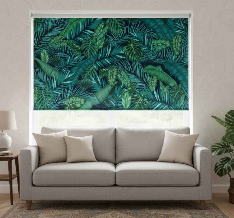 Living room roller blind jungle wallpaper - TenStickers