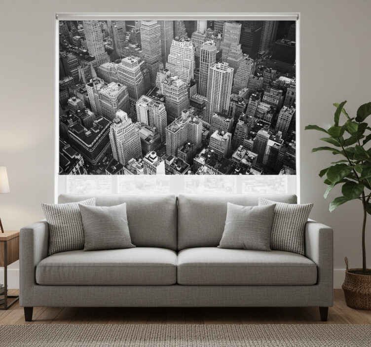 Estore de rolo para sala nova york aérea preto e branco - TenStickers
