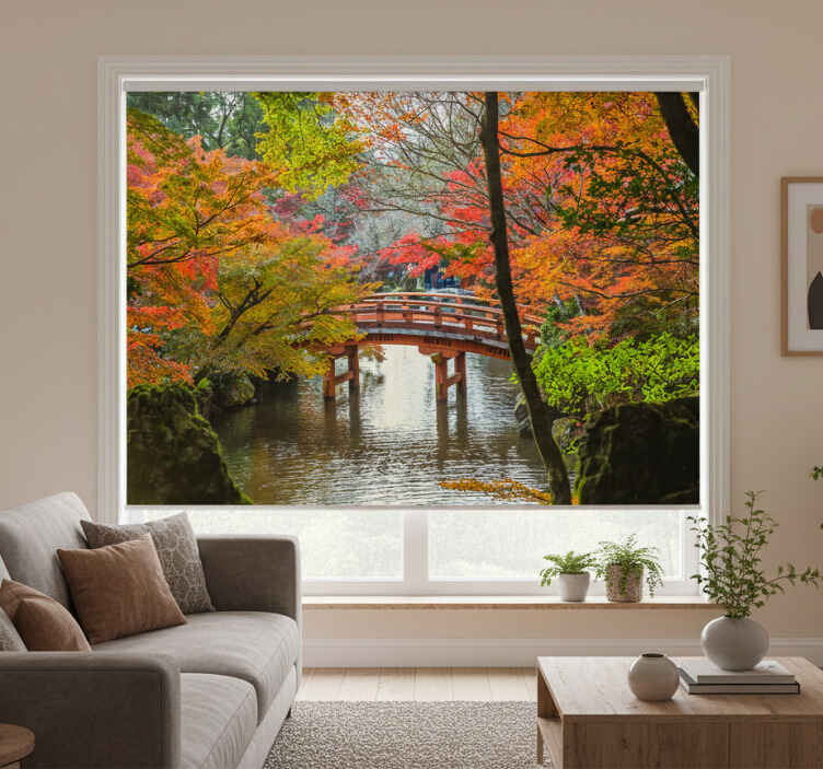 Living room roller blind japanese garden forest - TenStickers
