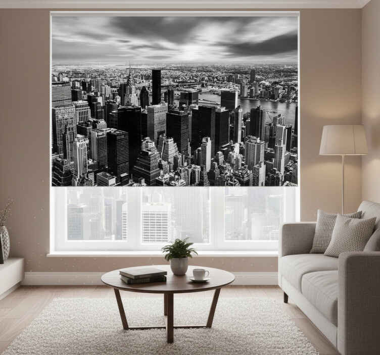 Living room roller blind urban skyline view - TenStickers