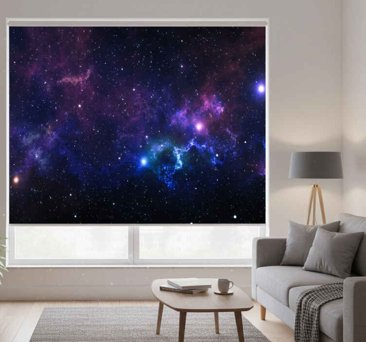 Living room roller blind starry universe design - TenStickers