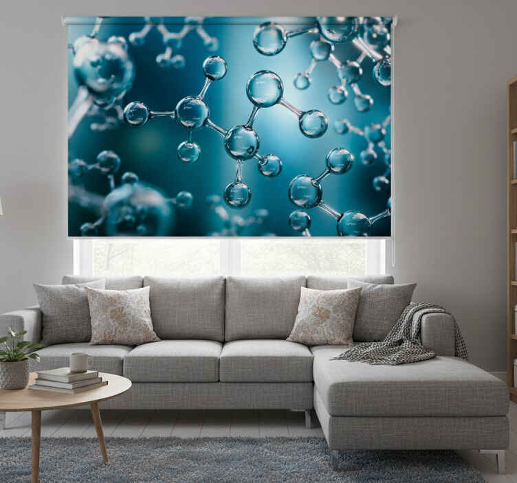 Living room roller blind molecule atom 3d effect - TenStickers