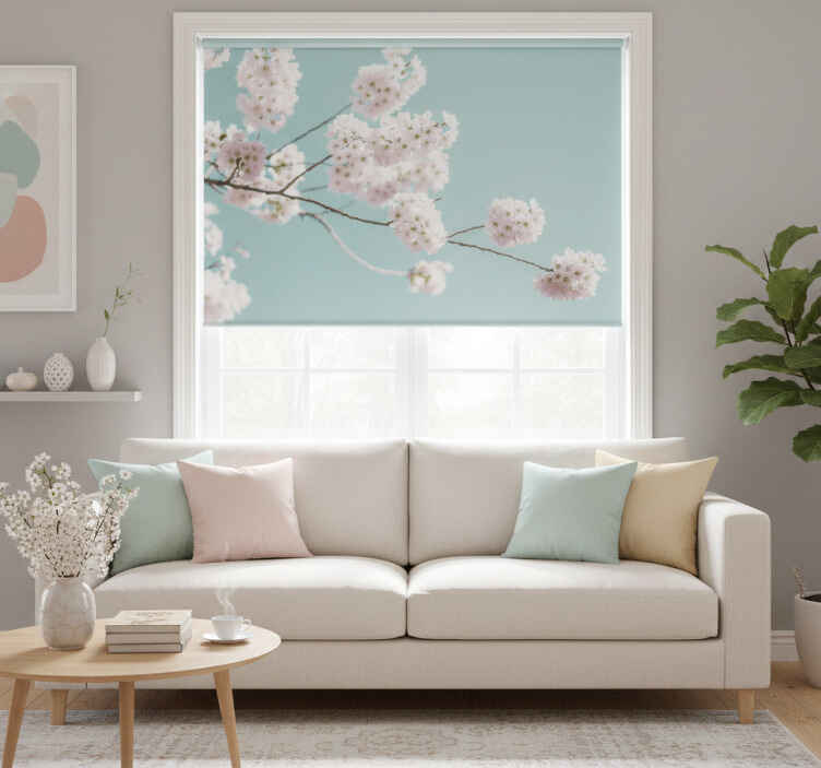 Store enrouleur bureau design floral blanc élégant - TenStickers