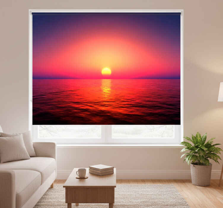 Living room roller blind sunset at sea - TenStickers