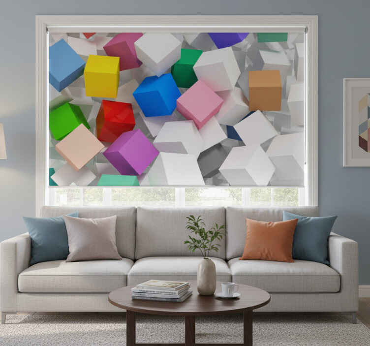 Estore de rolo para sala cubos 3d coloridos - TenStickers