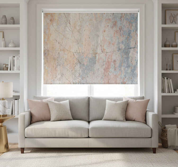 Living room roller blind original blush marble mural - TenStickers