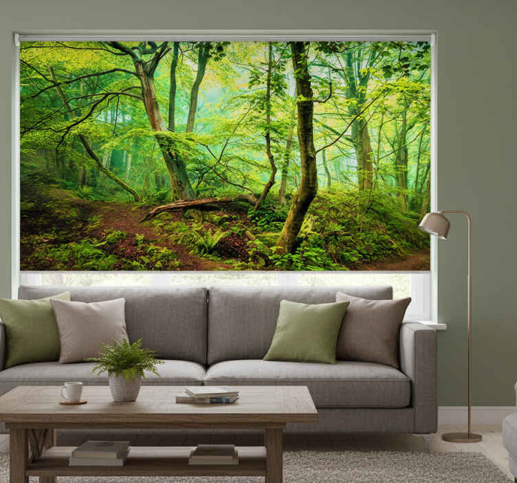 Green lightful living room roller blind - TenStickers